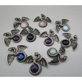 GPK Snake wing wrapped 20mm round disc pendant - Mix stones on Disc pendant pack (About 2 x 2 inch)